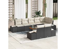 Conjunto De Sofá De Jardim 9 Pcs Preto E Branco Haochrymec