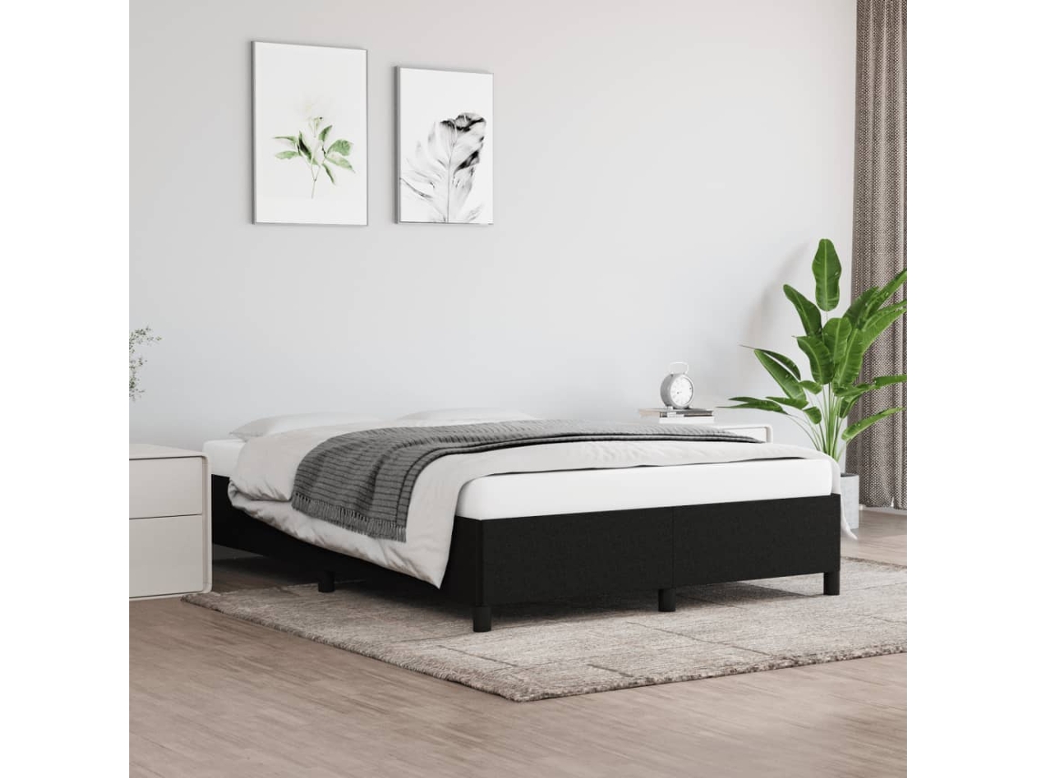 Estrutura de cama sem colchão 140x200 cm tecido preto