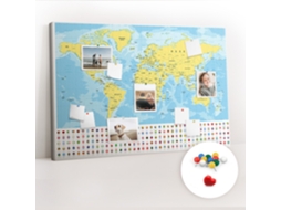 Painel De Cortiça Para Parede Mapa-múndi E Bandeiras Para O Escritório Espelharte (120x80 Cm)