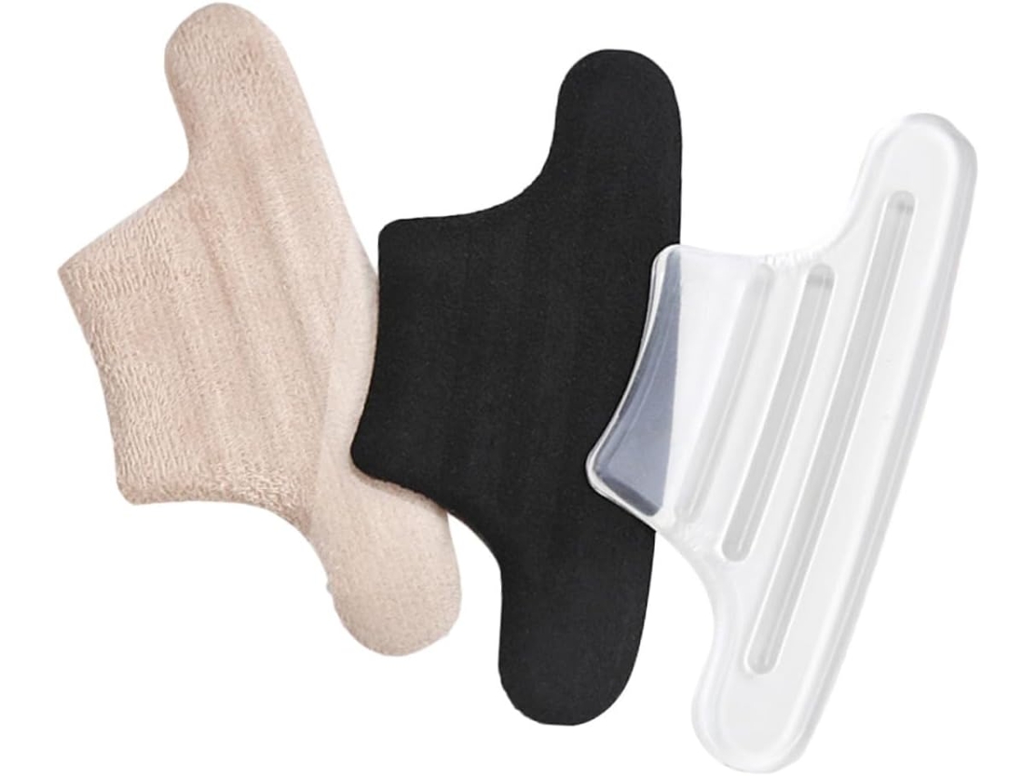 Conjunto De 3 Pares Protetores Calcanhar Em Gel Para Mulheres, Adesivos Invisíveis Antiderrapantes, Pretos Transparentes