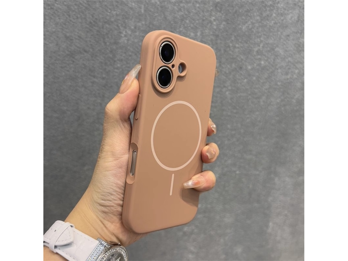 Capa Para Iphone 17 Air Em Silicone Líquido Na Cor Deserto Com Proteção Magnética Contra Quedas.