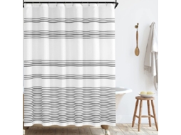 2026 cortina de Baño Linjou Negro e Branco Impermeável, Conjunto Moderno para Banheiro (180x180)
