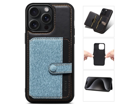 Suporte Casa Para Iphone 14 Pro Eseble Pele Sintética Com Porta-cartões Bege