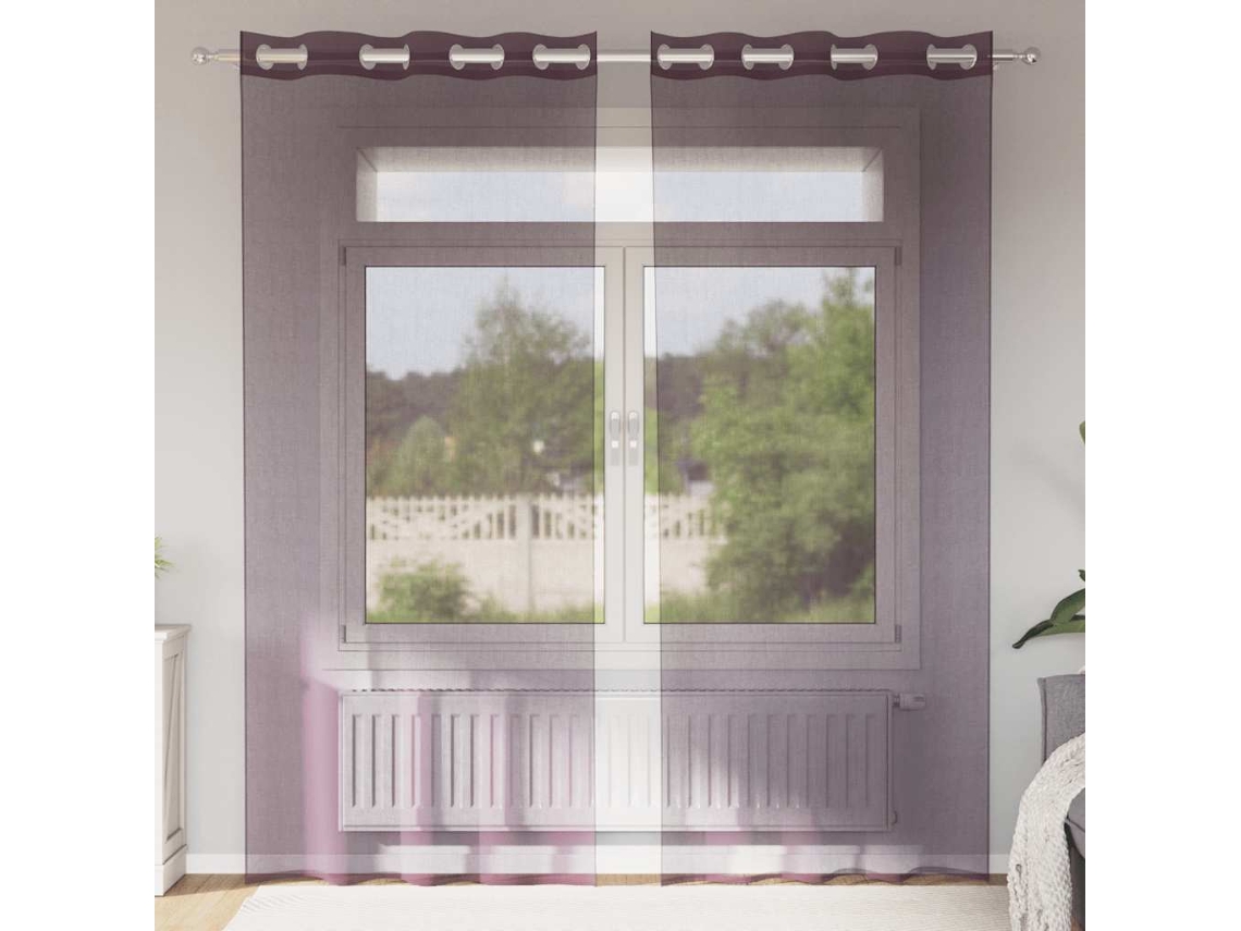 Cortinas De Voile Com Ilhós 2 Pcs Roxo 140x245 Cm