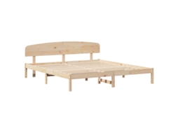 Conjunto 1 Estrutura De Cama Moderna Vidaxl Castanho Madeira De Pinho Maciça (200 X 200 Cm)