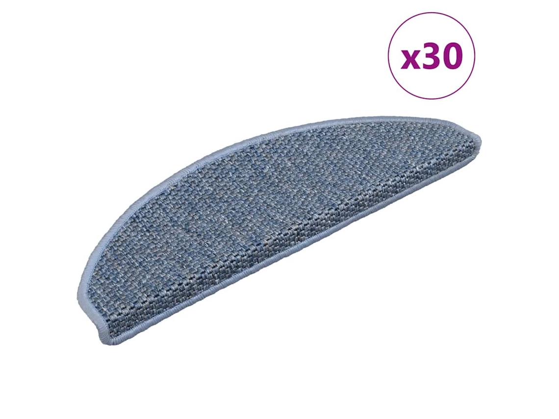 Vidaxl Tapetes Escada Adesivos Aspeto Sisal 30 Pcs 65x21x4 Cm Azul