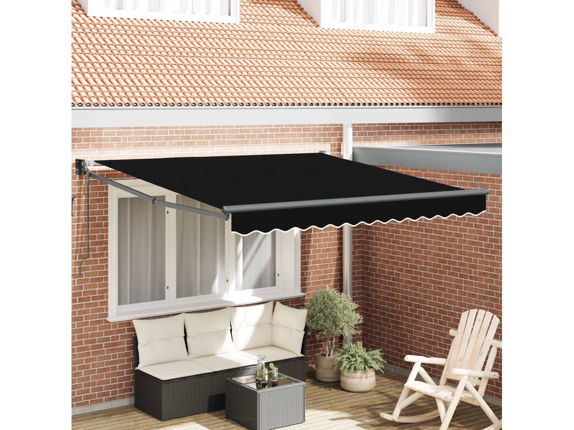 Vidaxl Toldo Retrátil Preto 300 X 250 X 165 Cm Poliéster E Metal