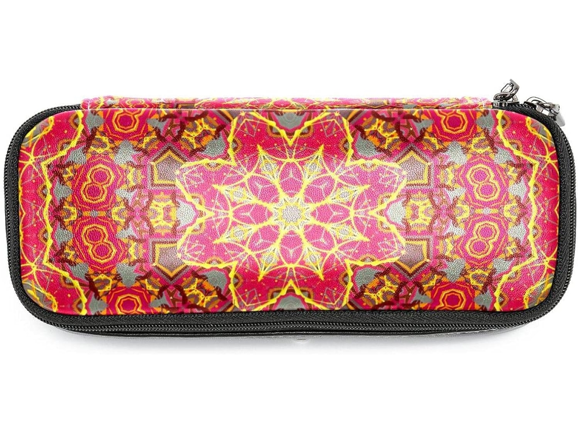 Estojo de lápis mandala colorido, design hippie mandala, organizador de lápis de grande capacidade, escolar.