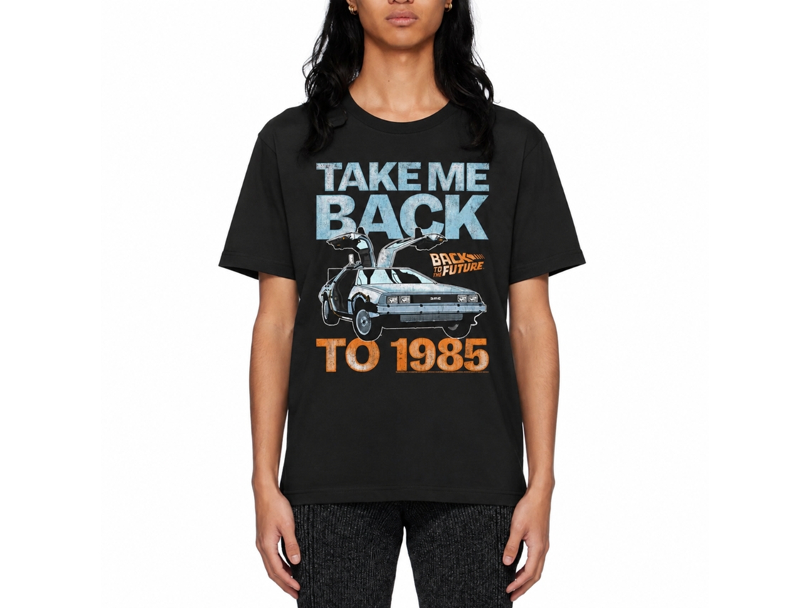Rockinstone Back To The Future Movie Take Me Back To 1985 Black Adult T-shirt Size:s