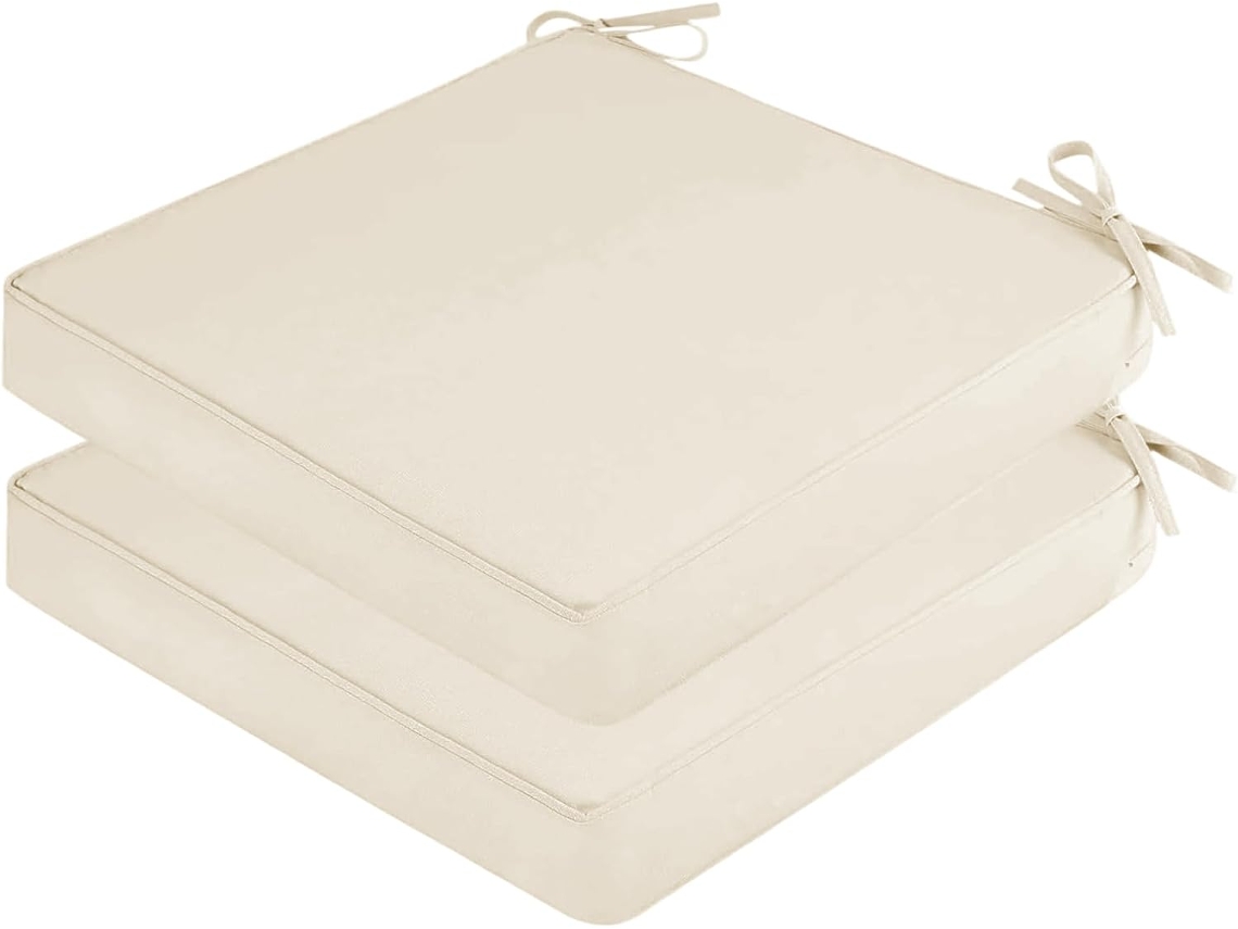 Conjunto De 2 Almofadas Para Cadeiras Exterior, Almofadas Quadradas Macias Para Assento De Pátio Com Tiras Ajustáveis