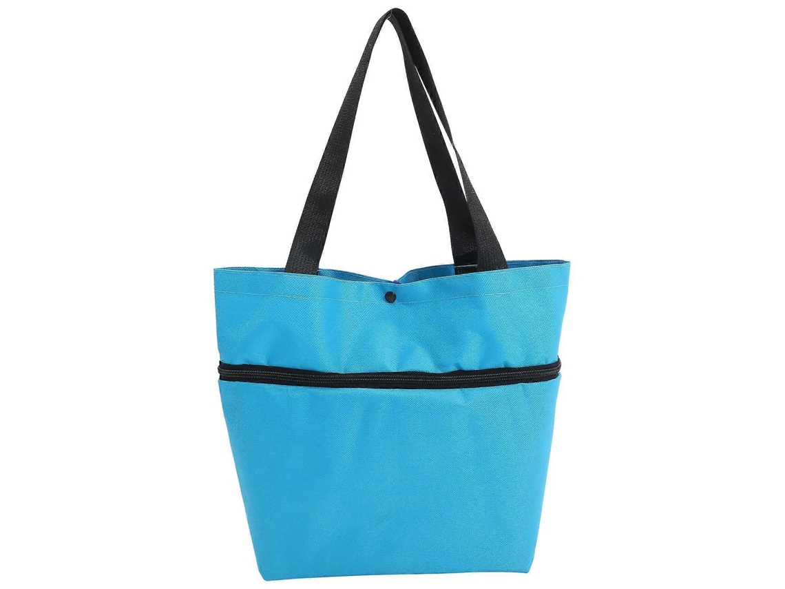 Carrinho de Compras com Rodas, Dobrável, em Tecido Azul celeste, Ideal para Compras e Viagens. Pacote com 1 Unidade. GOKOCO