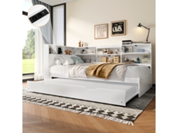 Cama De Dia, Sofá-cama, 90x200cm, Cabeceira Com Compartimento De Armazenamento, Cama Retrátil Sem Colchão, Branca-op