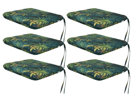 Almofada de Cadeira para Sala de Estar Cozinha Sala de Jantar Ou Jardim para Uso Interno e Externo 6 Peças 50X63Cm Unilateral Grama Verde SALES CORE