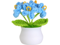 Flor Artificial de Crochê em Vaso, Mini Vaso de Flores Tricotado, para Casa, Mesa, Escritório AQUAFORGE