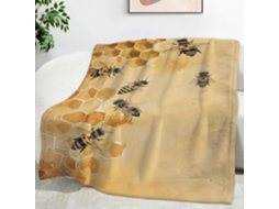 Manta Geométrica de Abelha 150x200 Cm Multifuncional Macia Flanela Aconchegante para Cama Escritório Cochilo C