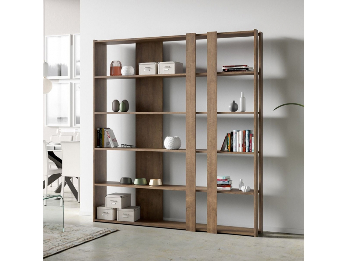 Estante de parede de design de madeira moderno 6 prateleiras escritório em casa Kato C Wood