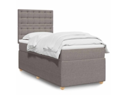 Vidaxl Cama Com Molas/colchão 90x190 Cm Tecido Castanho-acinzentado