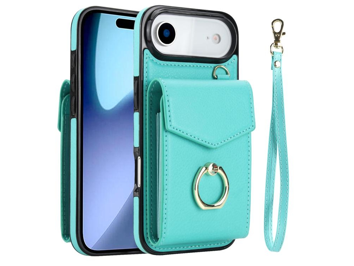 Capa Para Iphone 17 Air Com Compartimento Para Cartão Rfid E Suporte De Anel