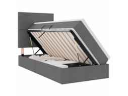 SYFAX™ Cama com Arrumação e Colchão Cinza Escuro 90 X 190 Cm Poliéster