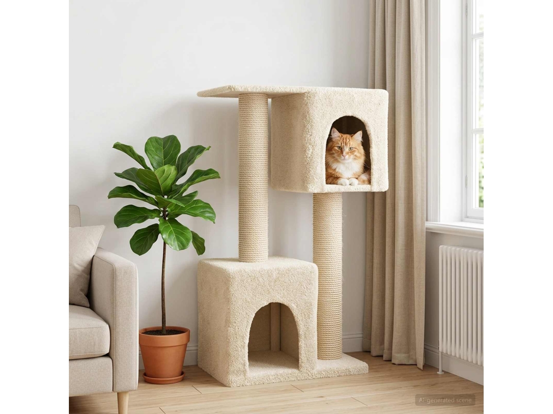 Vidaxl Árvore Com Postes De Sisal Creme 114 Cm