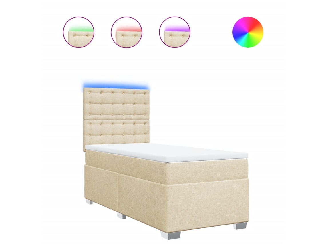Cama com Molas/colchão 100x200 Cm Tecido Cor Creme MAISON EXCLUSIVE