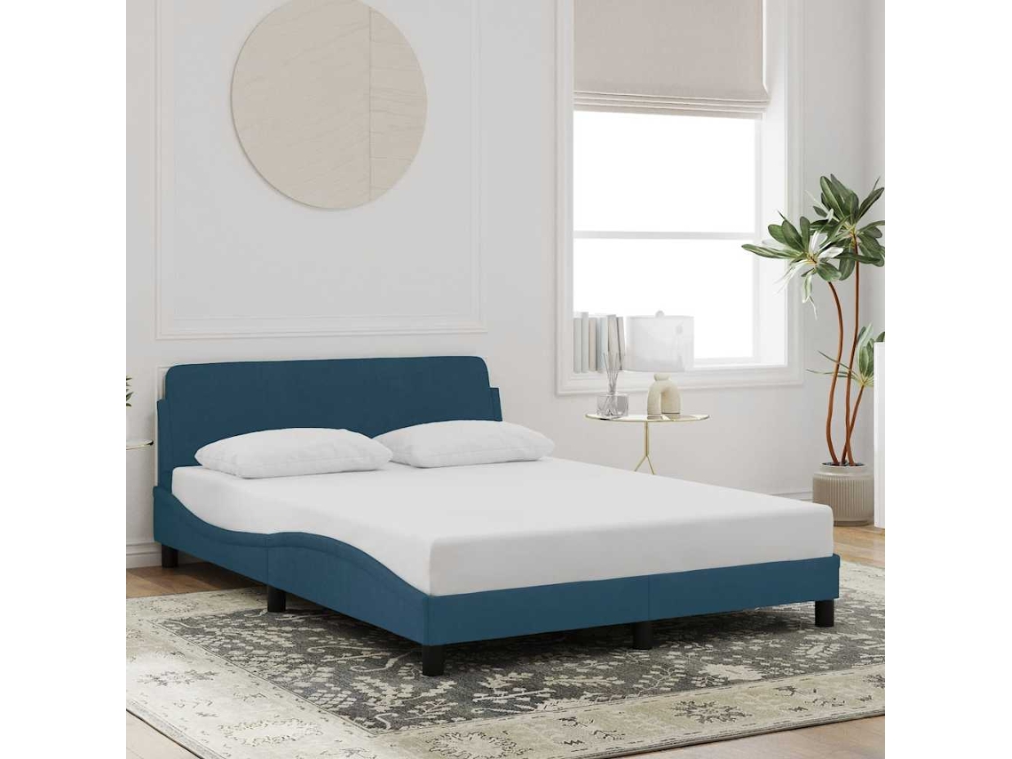 Vidaxl Estrutura de Cama com Cabeceira Dover 120x200 Cm Veludo Azul