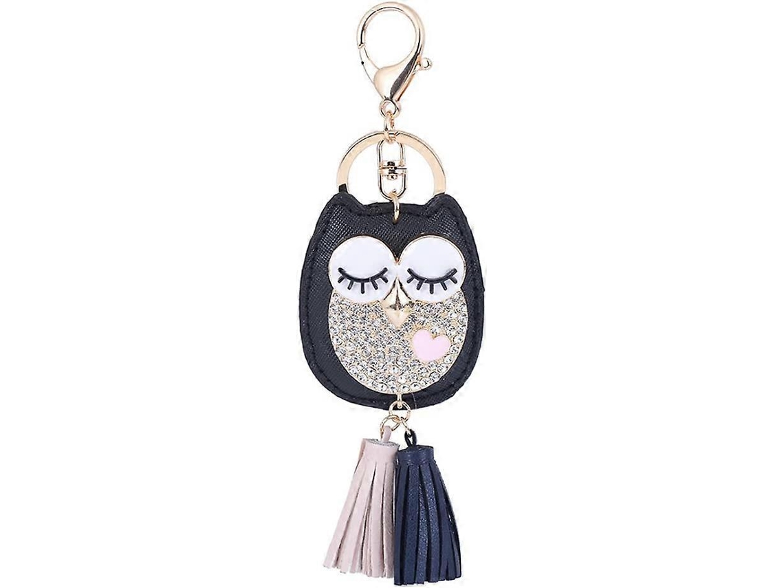 Pendente Para Chaveiro Owl Tassel, Charme Para Bolsa Feminina Da Moda Preto