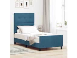 Vidaxl Cama Box Com Cabeceira Azul Escuro 80 X 200 Cm Veludo