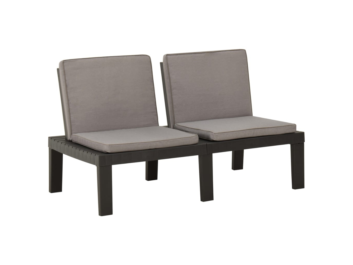 Vidaxl Banco Lounge De Jardim Com Almofadão Plástico Cinzento