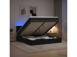 Vidaxl Cama Ottoman Com Colchão E Led Preto 200 X 200 Cm Veludo