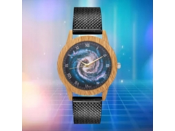 Relógio de quartzo unissex Zhoulianfa com pulseira de silicone, mostrador casual com estampa do universo (preto)