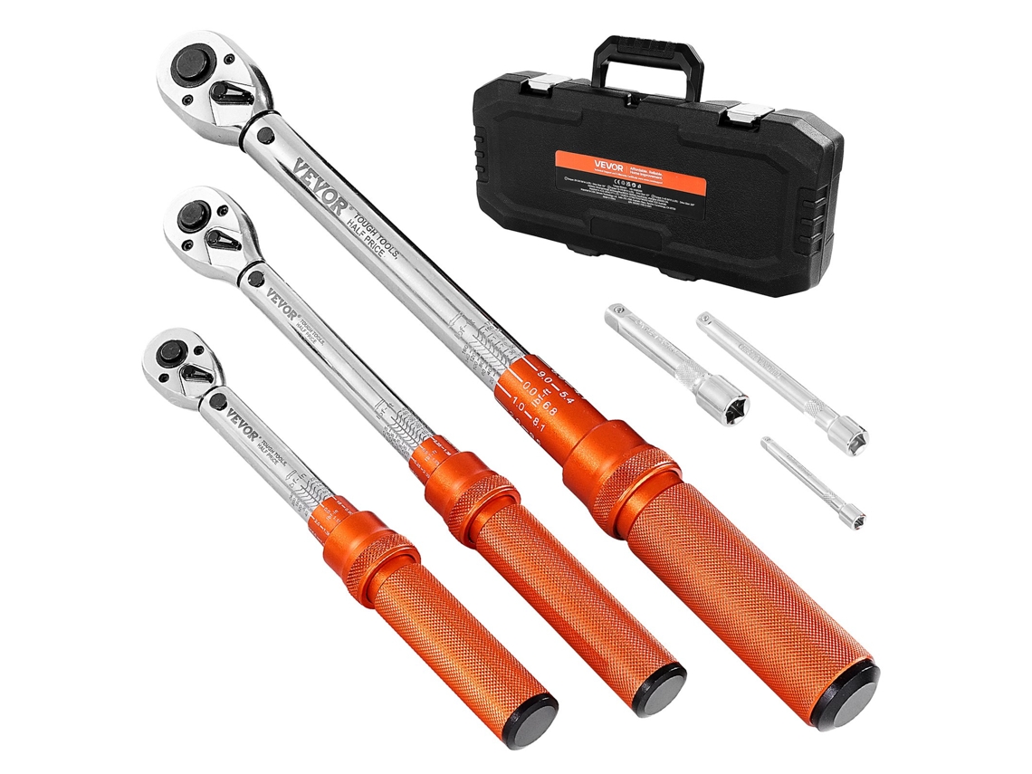 Conjunto De Chaves Dinamométricas De Clique Vevor Com Acionamento De 1/4“, 3/8” E 1/2