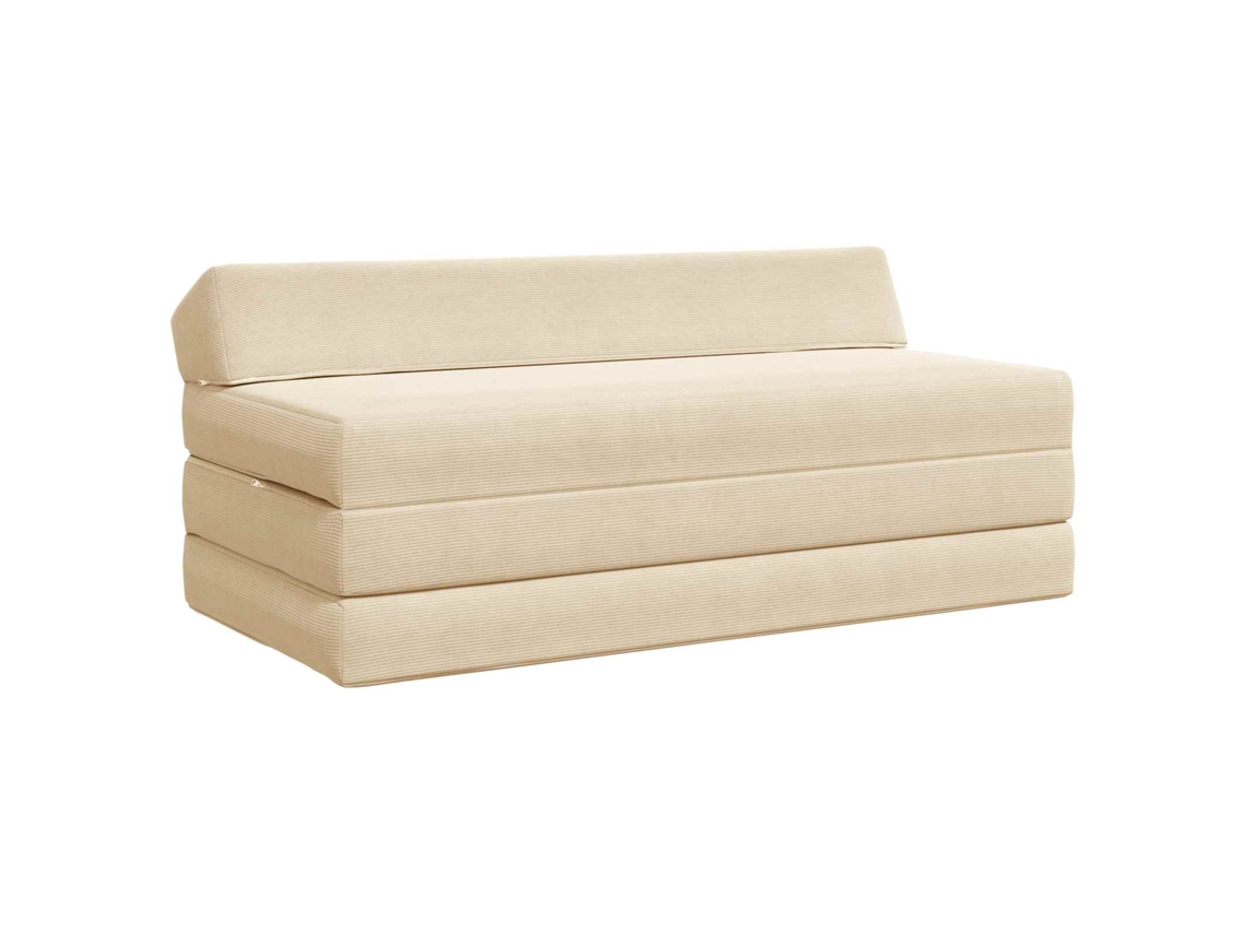 Sofá Cama Dobrável Creme 120 X 60 X 49 Cm Tecido SYFAX