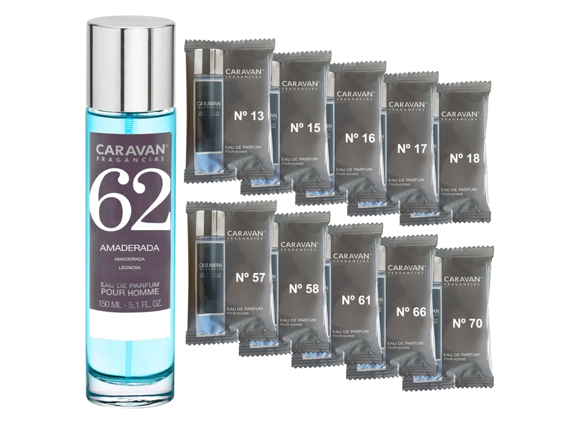 Perfume Masculino Caravan Nº62 De 150 Ml. Conjunto De 10 Frascos De Fragrâncias