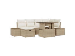 Conjunto 7 Sofá Modular Vidaxl Bege Vime Pe (100 X 55 X 73 Cm)