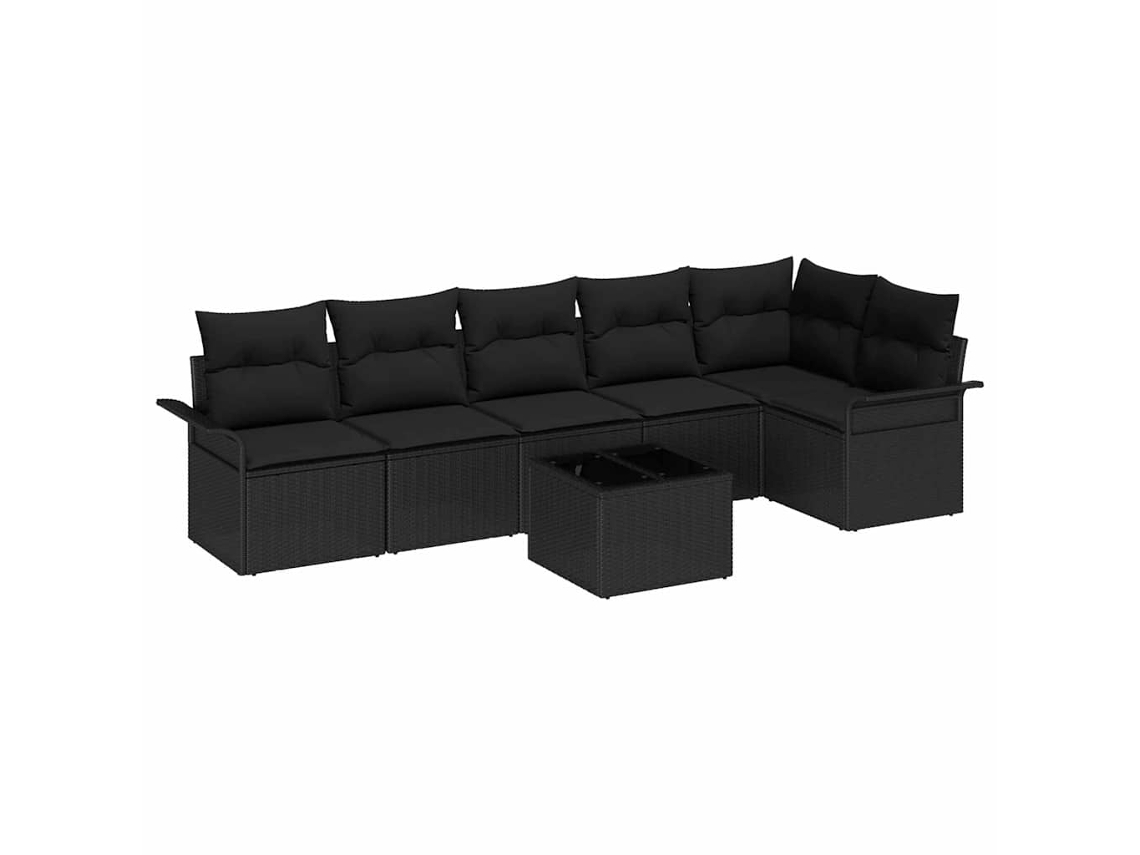 Maison Exclusive - Conjunto De Sofá De Jardim 7 Unid. Preto Vime Pe