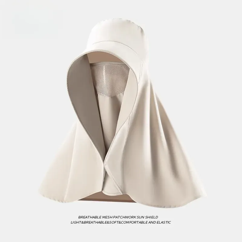 Chapéu solar feminino UPF 50+, aba extra larga, proteção 360°, tecido de secagem rápida, bege CZHHMART