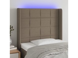 Cabecero con LED Tela 93x16x118/128 cm Gris-marrón