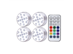 Dt11086-Conjunto de 4 Lâmpadas Led Submersíveis Luz Submersa com Controle Remoto Rf Ideal para Lagoa de Piscina Ou Vaso Impermeável Rgb 16 Co GOTOTOP