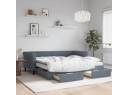 Vidaxl Sofá-cama C/ Gavetão E Gavetas 90x190 Cm Veludo Cinzento-escuro