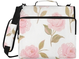 Bolsa Pink Renda Paste 1, 5 Polegadas com 3 Argolas, Alça de Ombro Removível e Inclui Bolsa com Zíper Organizador