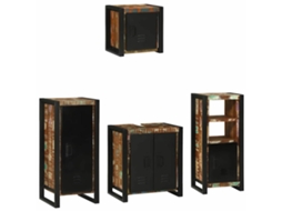 Vidaxl Conjunto De Móveis Para Banheiro 4 Unid. Multicolorido E Preto