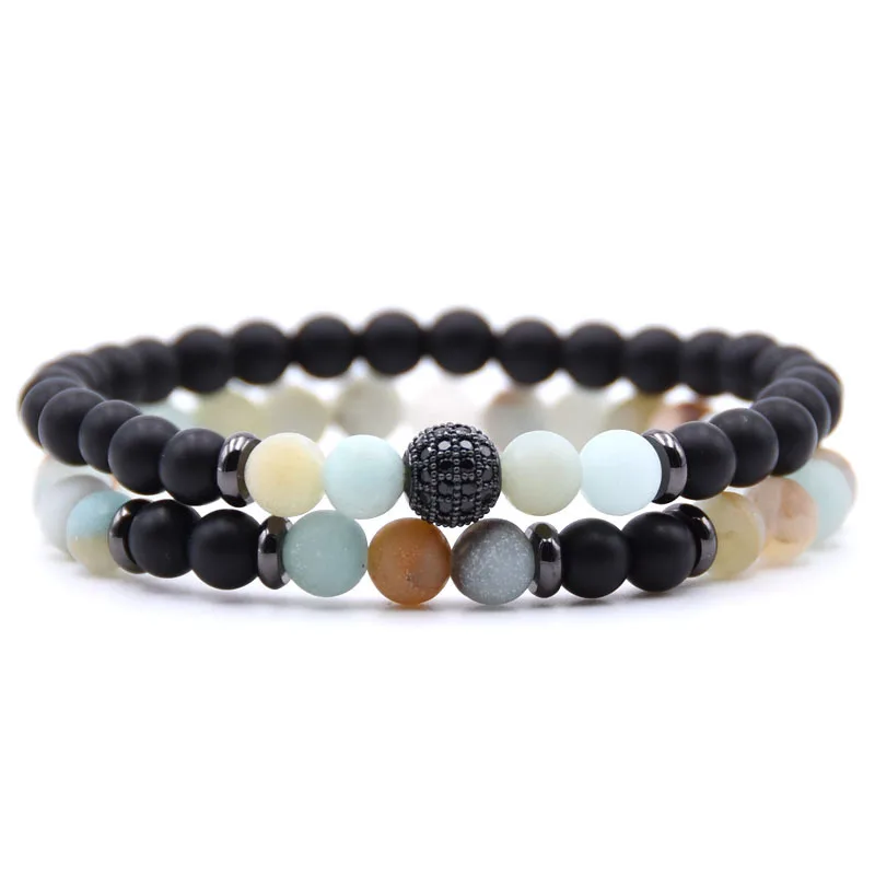Pulseira Elegante com Contas de Pedra Amazônica Fosca, Feita À Mão. MDUG