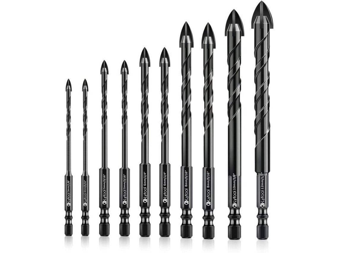 Conjunto De 10 Brocas Para Vidro E Azulejo Com Haste Sextavada Compatível Com Azulejos De Cerâmica, Porcelana E Vidro Slowmoose