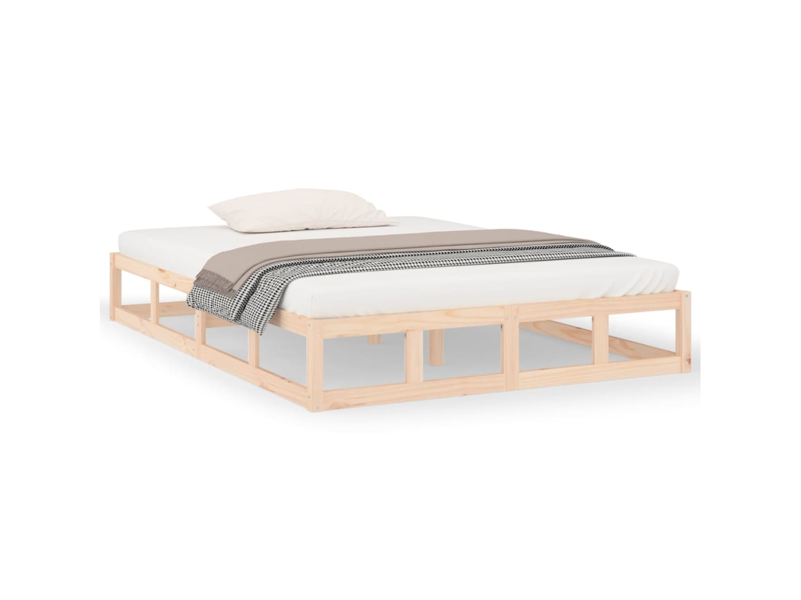Bed Frame, Bed Frames Vidaxl Marrom Madeira (140 X 190 Cm)