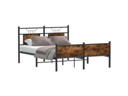 Vidaxl Estrutura De Cama S/ Colchão Derivados Madeira Carvalho Fumado