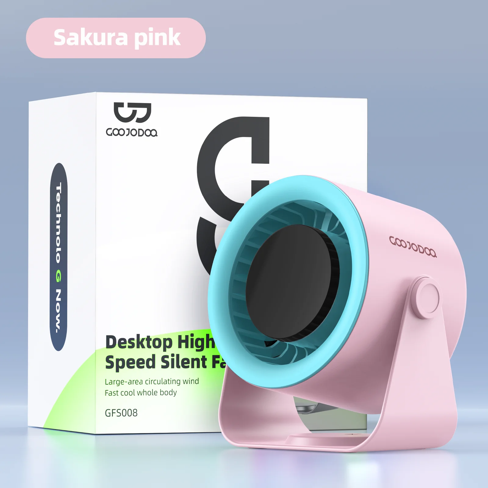Ventilador de Mesa MDUG 4000mah, Silencioso, Velocidade Ajustável e Visor Digital (rosa Flor de Cerejeira)