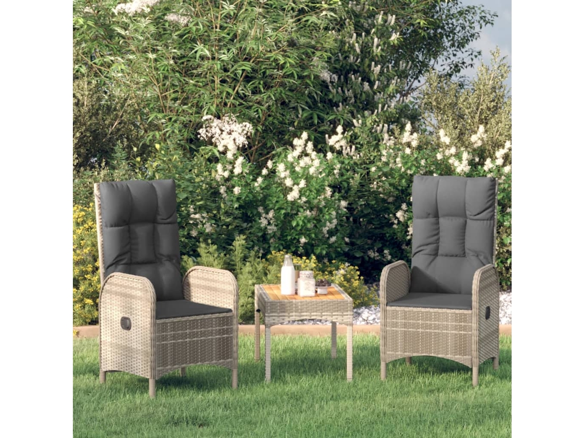 Vidaxl Cadeiras De Exterior 2 Pcs Vime Pe Cinzento