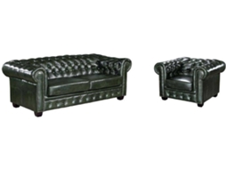 Conjunto Sofá e Poltrona Fixo Brenton LINEA SOFA (Verde Pinho - Pele - 201x96x73 cm)