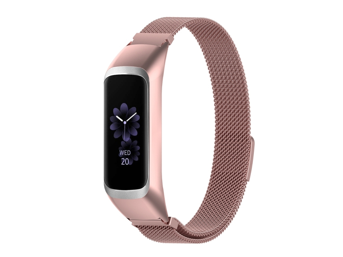 Bracelete Para Samsung Galaxy Fit 2 - Milanês - Fivela Magnética - Rose Pink